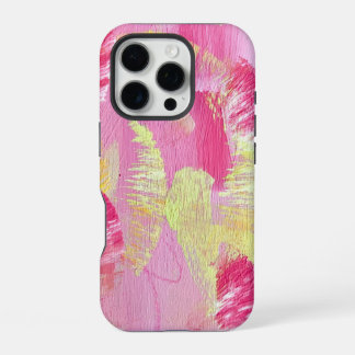 Roze en Gele Abstracte Kunst Telefoonhoes iPhone 16 Pro Hoesje