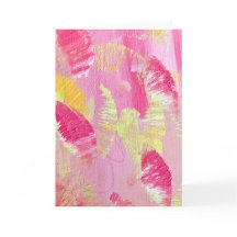 Roze en Gele Abstracte Kunst Vouwkaart
