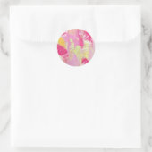 Roze en Gele Abstracte Kunststicker Ronde Sticker (Tas)