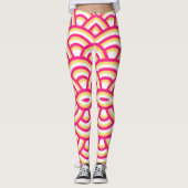 Roze en gele abstracte patroonleggings leggings (Voorkant)