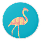Roze en gele ananas Flamingo Keramische Knop (Voorkant)