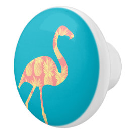 Roze en gele ananas Flamingo Keramische Knop