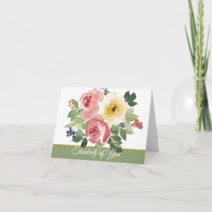 Roze en gele aquarel bloemstuk aanpasbaar niet kaart