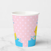 Roze en gele Baby shower op papier Papieren Bekers (Links)