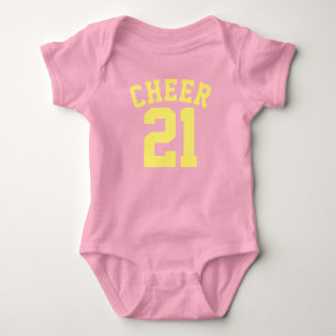 Roze en gele Baby   Sporttrui ontwerp Romper