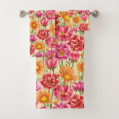 Roze en gele Bathroom Handdoekset Bad Handdoek (Insitu)