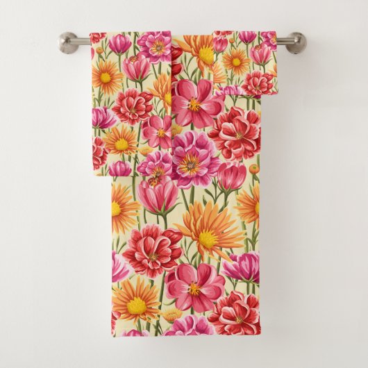 Roze en gele Bathroom Handdoekset Bad Handdoek (Insitu)