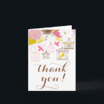Roze en Gele Birdcages Spring Floral bedankt<br><div class="desc">Roze en gele Birdcages Spring Floral Hartelijk dank! Fantastische illustratie van vogelkooien met roze en gele bloemen. Deze briefkaart is perfect voor de zomer- en lenteverevenementen. Deze kaart is verkrijgbaar in verschillende kleuren.</div>