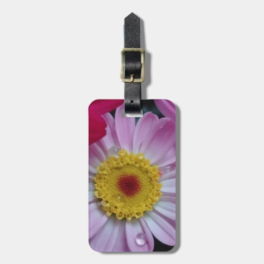 Roze en gele bloem bagagelabel (Voorkant verticaal)