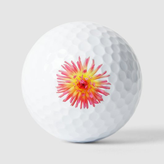 Roze en gele bloem golfballen (Voorkant)