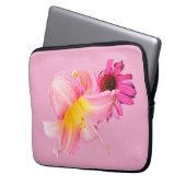 Roze en gele bloem laptop sleeve (Voorkant Links)
