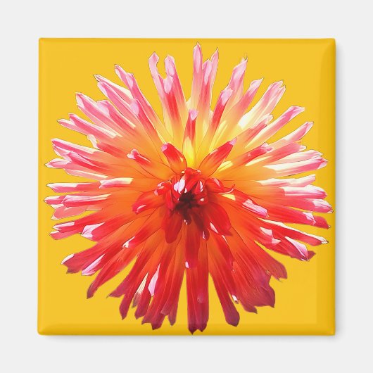 Roze en gele bloem magneet (Voorkant)