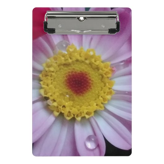 Roze en gele bloem mini klembord (Voorkant)