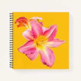 Roze en gele bloem notitieboek