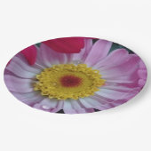 Roze en gele bloem papieren bordje (Gekanteld)