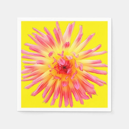 Roze en gele bloem servet (Voorkant)