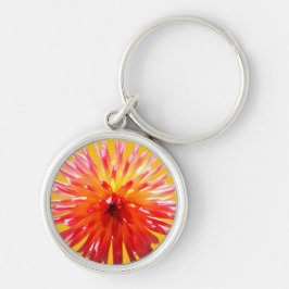 Roze en gele bloem sleutelhanger