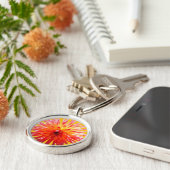 Roze en gele bloem sleutelhanger (Zijkant)
