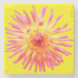 Roze en gele bloem stenen onderzetter