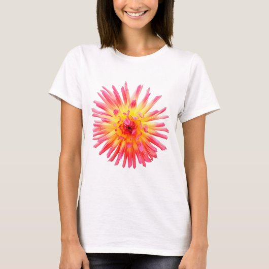 Roze en gele bloem t-shirt (Voorkant)