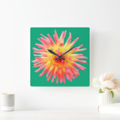 Roze en gele bloem vierkante klok (Huis)
