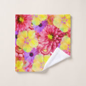 Roze en gele bloemen bad handdoek (Wasdoekje)