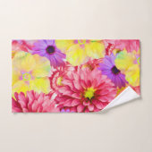 Roze en gele bloemen bad handdoek (Handdoek)