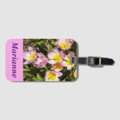 Roze en gele bloemen bagagelabel (Voorkant (horizontaal))