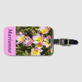 Roze en gele bloemen bagagelabel