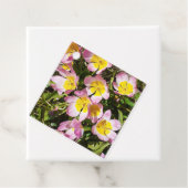 Roze en gele bloemen bedankjes labels (In situ)