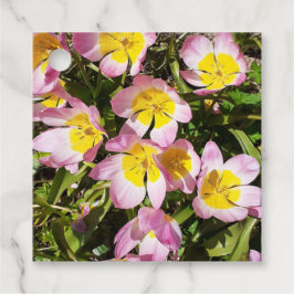 Roze en gele bloemen bedankjes labels