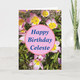 Roze en gele bloemen, Birthday Kaart
