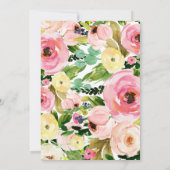 Roze en gele bloemen Bridal Shower Invitation Kaart (Achterkant)