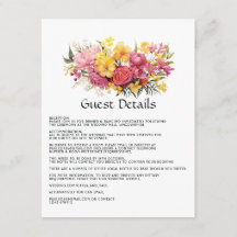 Roze en Gele Bloemen Bruiloft Gast Details