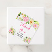Roze en Gele Bloemen Bruiloftsdankjeshouding Bedankjes Labels (In situ)