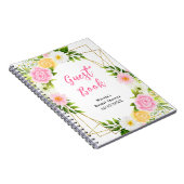 Roze en gele bloemen Bruiloftsgastboek Notitieboek (Rechterzijde)