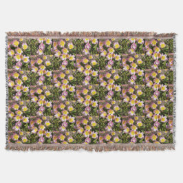 Roze en gele bloemen deken