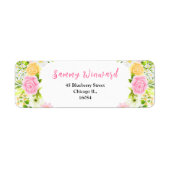 Roze en Gele Bloemen en Foliage Vrijgezellenfeest Etiket (Voorkant)