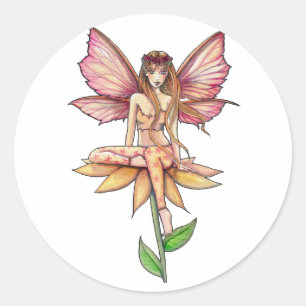 Roze en Gele Bloemen Fee Stickers
