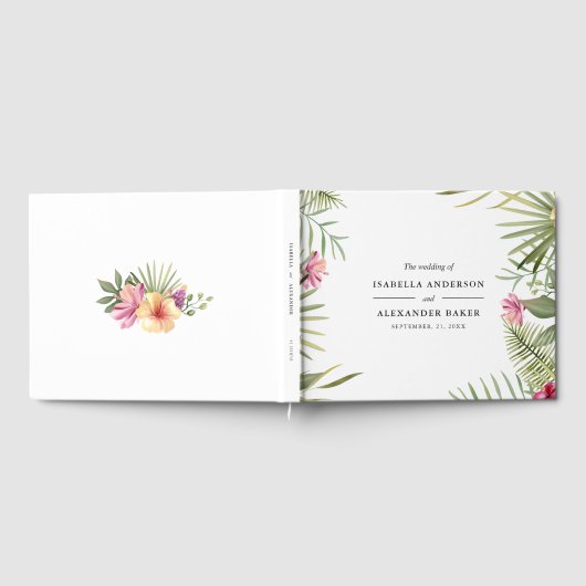 Roze en gele bloemen gastenboek (Volledig)