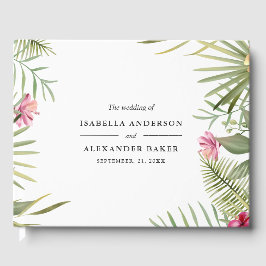 Roze en gele bloemen gastenboek