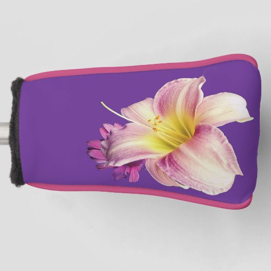Roze en gele bloemen golfheadcover (Voorkant)