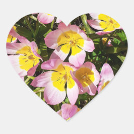 Roze en gele bloemen hart sticker