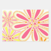 Roze en gele bloemen inpakpapier vel (Voorkant 3)