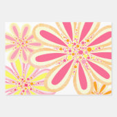 Roze en gele bloemen inpakpapier vel (Voorkant)