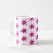 Roze en gele bloemen koffiemok (Voorkant links)