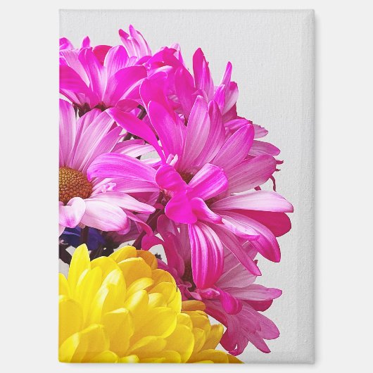 Roze en gele bloemen magneet - De Dabs door Mari D (Voorkant)