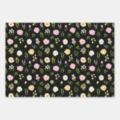 Roze en gele bloemen met gebladerte patroon inpakpapier vel (Voorkant 3)