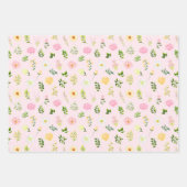Roze en gele bloemen met gebladerte patroon inpakpapier vel (Voorkant 2)