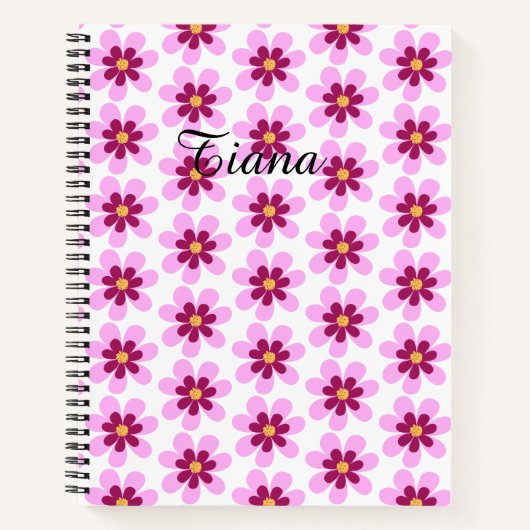 Roze en gele bloemen notitieboek (Voorkant)